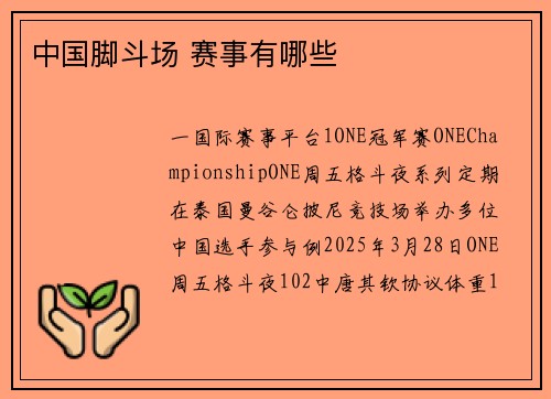 中国脚斗场 赛事有哪些